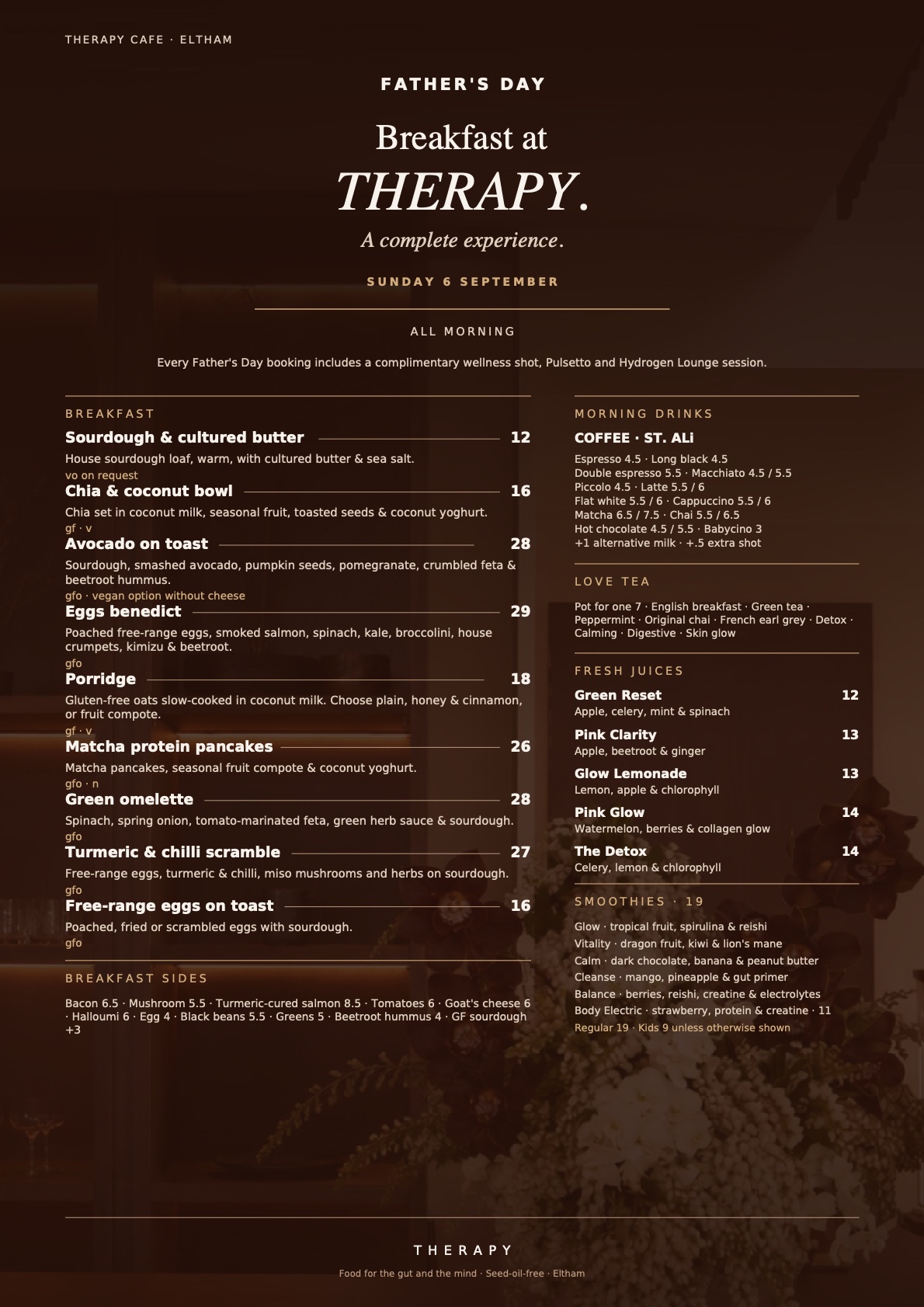 Father's Day breakfast menu